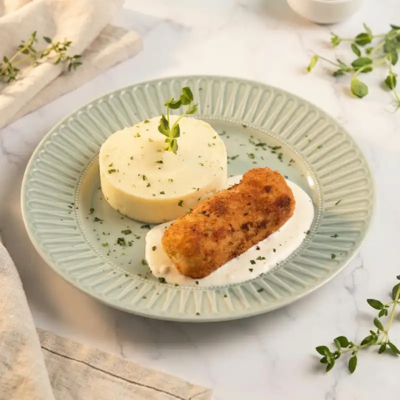 Cordon Bleu z puree ziemniaczanym 🍴 Tradycyjny smak prosto z Francji.