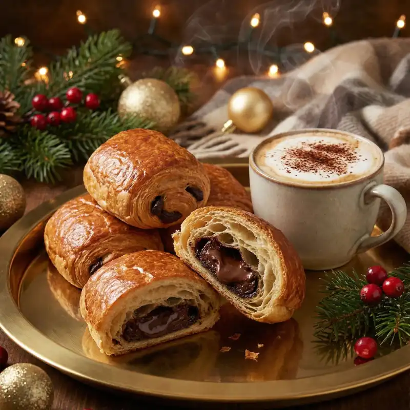 Pain au chocolat 🍫 Maślane ciasto i gorzka czekolada – idealne do kawy.