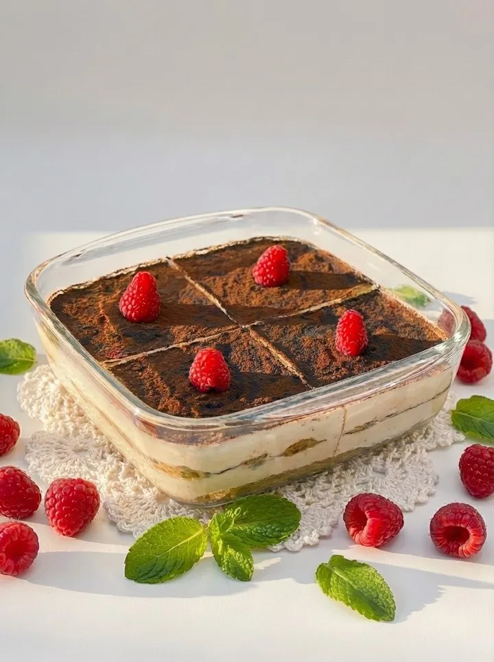 Tiramisú — mascarpone, café, cacao. Clásico italiano todos los días.