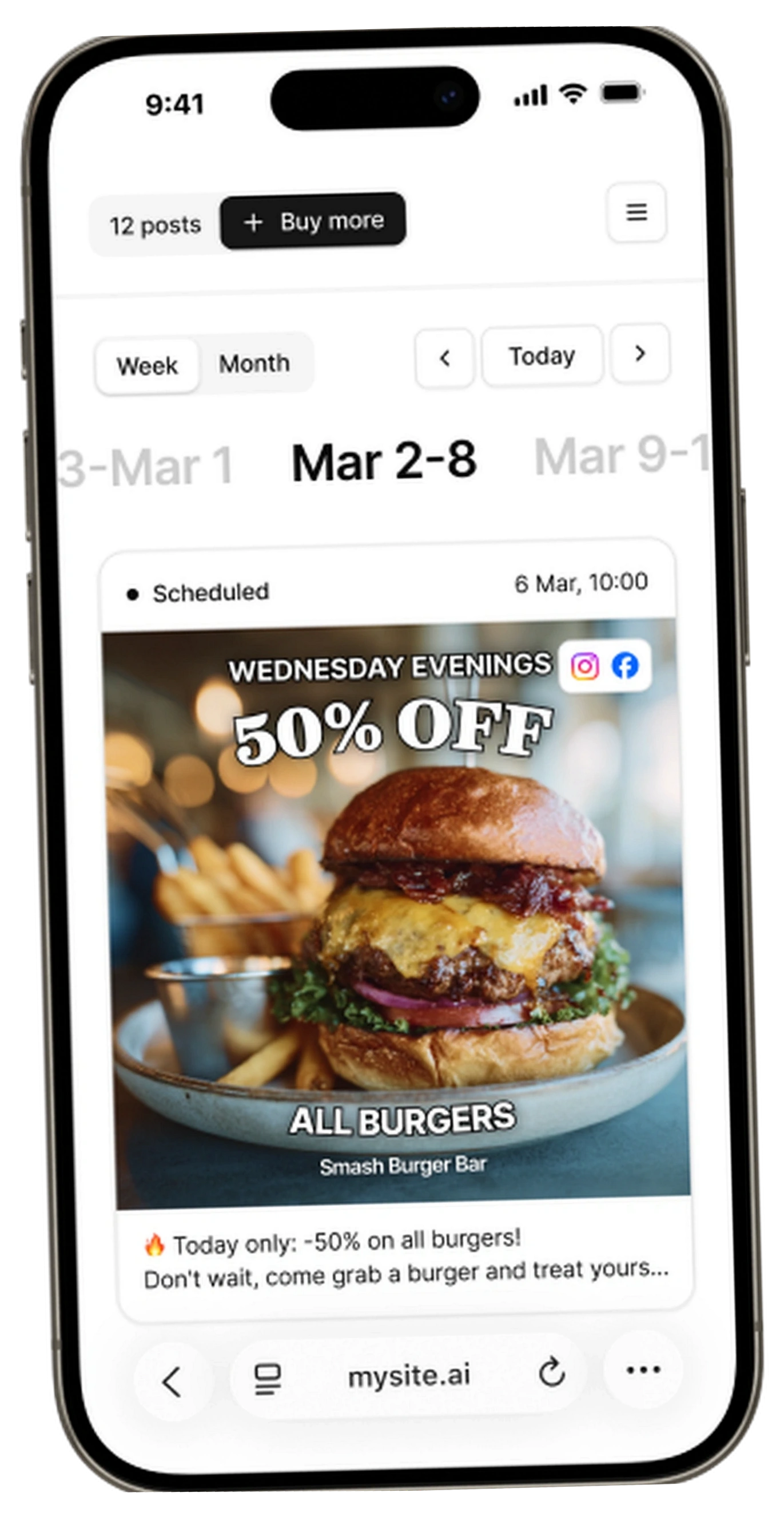 Phone with social media posts